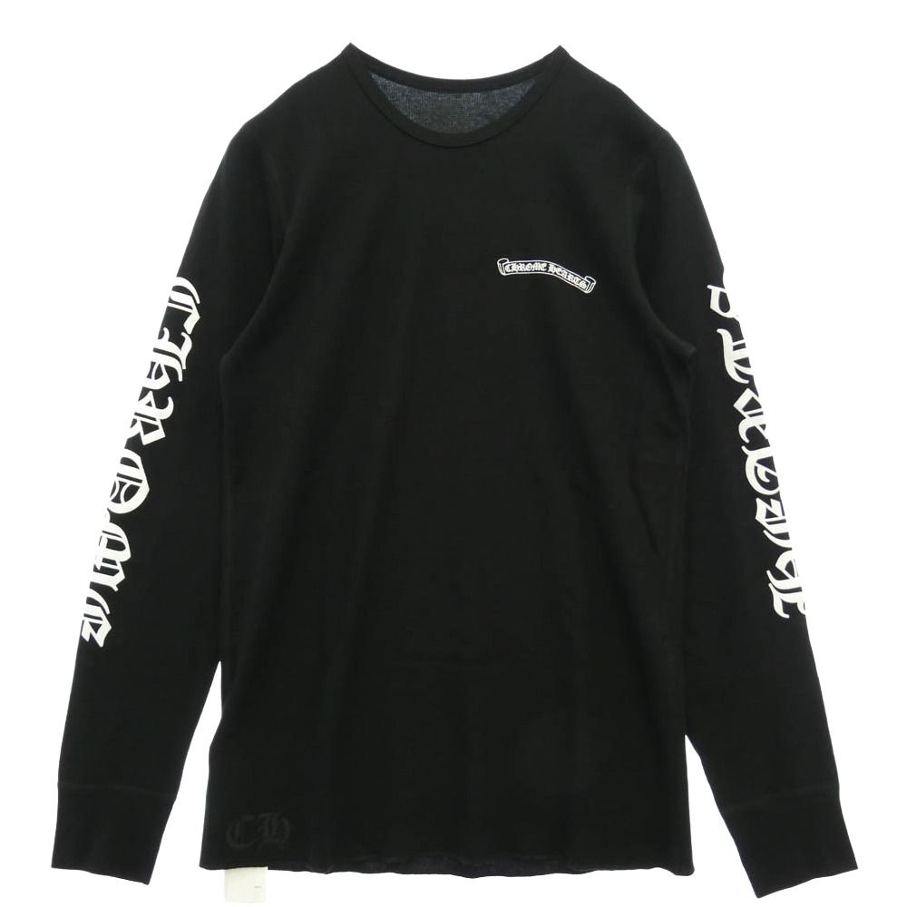 CHROME HEARTS クロムハーツ（原本無） TSHIRT-LS-THERMAL LS 袖ロゴプリント サーマル 長袖 カットソー ブラック ブラック系 XL【新古品】【未使用】【中古】