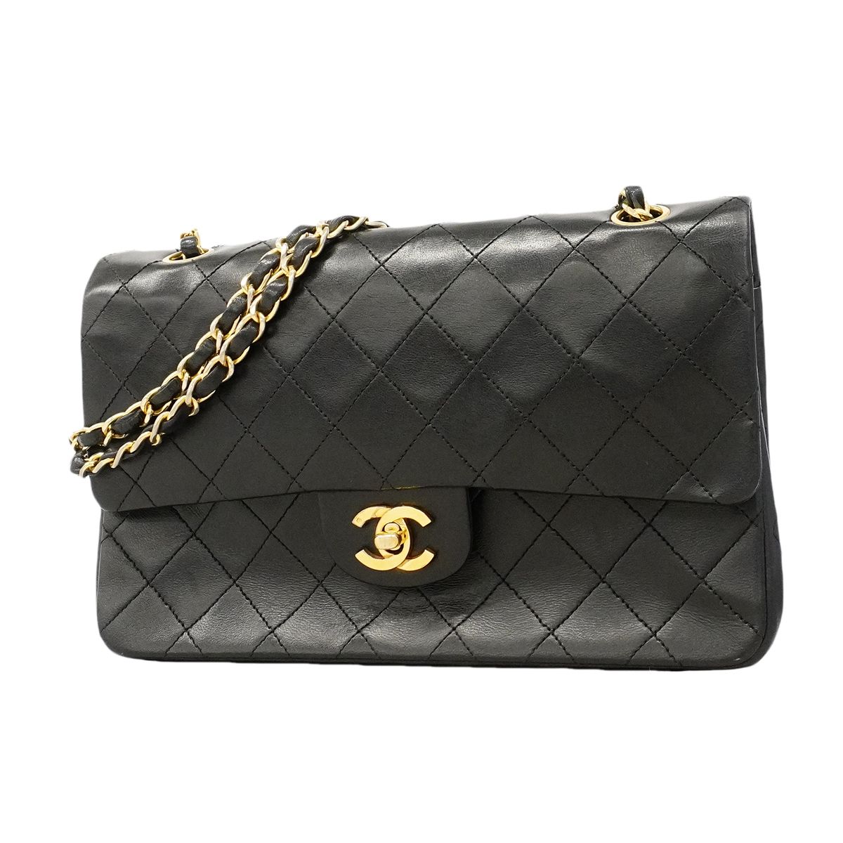 【6gd3798-h】シャネル ショルダーバッグ マトラッセ ラムスキン ブラック ゴールド金具【中古】レディース