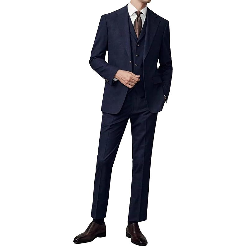 [22 Wear] スーツ メンズ 上下セット ビジネススーツ 二点セット メンズスーツ セットアップ 二つボタン フォーマルスーツ 就職 礼服 結婚式 パーティー (ネイビー 2XL)