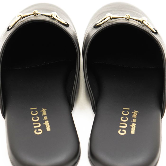 美品　GUCCI グッチ　レザーメッシュコンビ ブランドロゴ サンダル　38 極美品】GUCCI グッチ ミュール ビットレザー サイズ 38 レディース