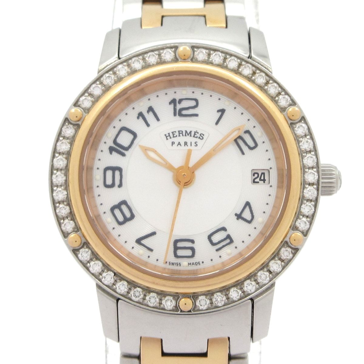 HERMES(エルメス) 腕時計 クリッパーナクレ CP1.222 レディース SS/シェル文字盤/ダイヤベゼル シェルホワイト 174,450円