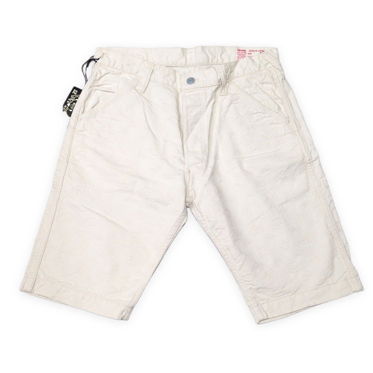 サイズ34 白カモメ 7550 ハーフ ショート エヴィス エビス EVISU エヴィス 7550 モノグラム ホワイトショートパンツ メンズ W34