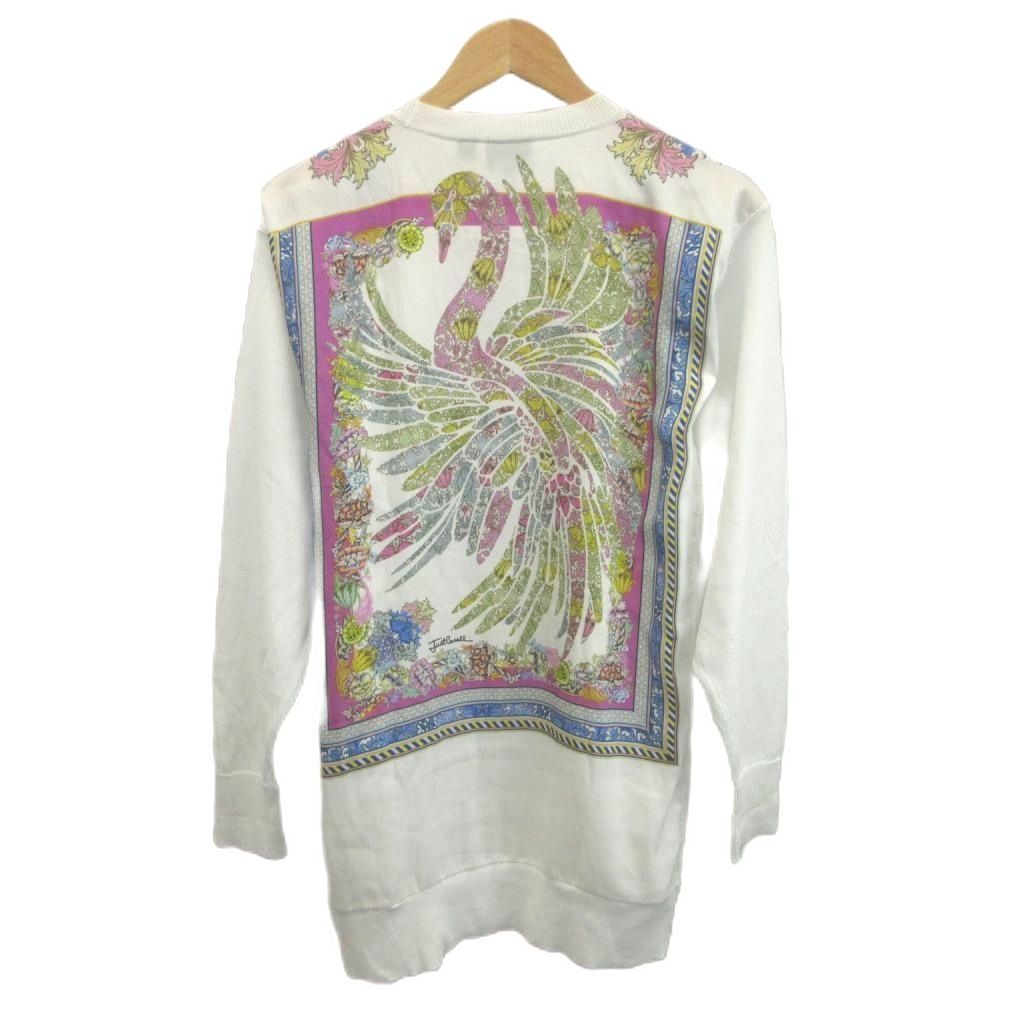 ジャストカヴァリ JUST cavalli カーディガン 花柄 S 白 ホワイト 青