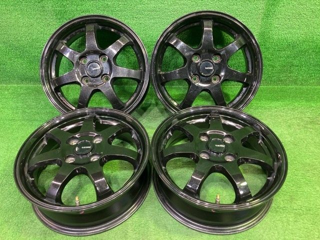 G-SPEED 軽自動車 ホイール アルミ クロ 14インチ 4.5J 4穴 4本 100 +45