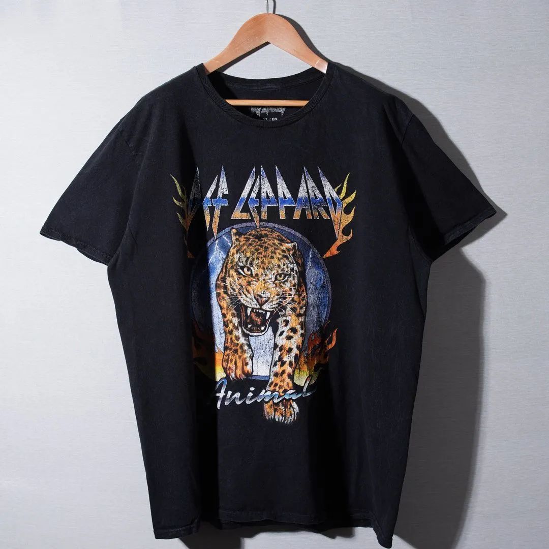 デフレパード Def Leppard Tシャツ XL ブラック アニマル レオパード