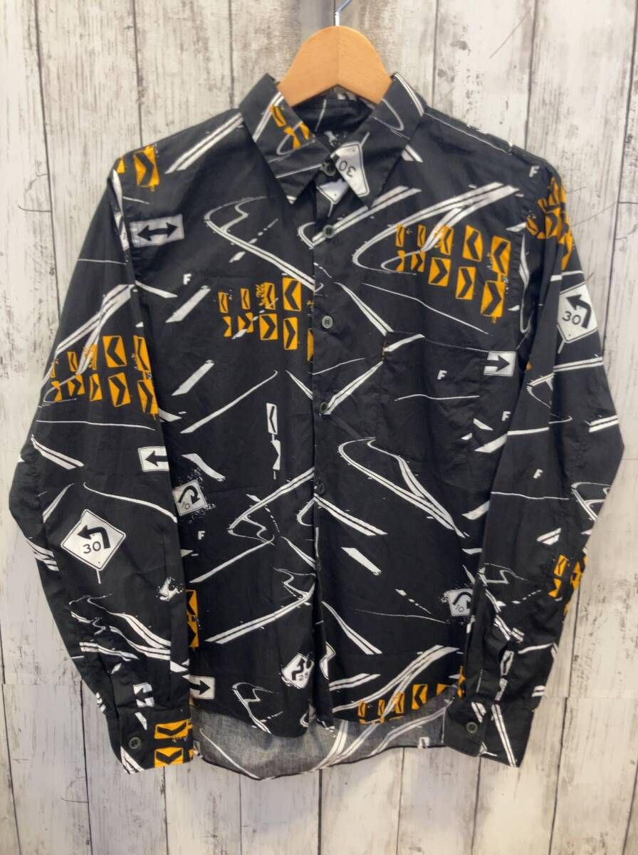 BLACK COMME des GARCONS ブラックコムデギャルソン 長袖シャツ 1E-B011 AD2020 総柄 道路標識 ブラック 9,760円