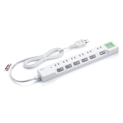 【めざましテレビで紹介】 サンワダイレクト ワットチェッカー 電源タップ 消費電力測定 6個口 1.5m 個別スイッチ 雷ガード マグネット 700-TAP071 緑色送料無料 d0debdae