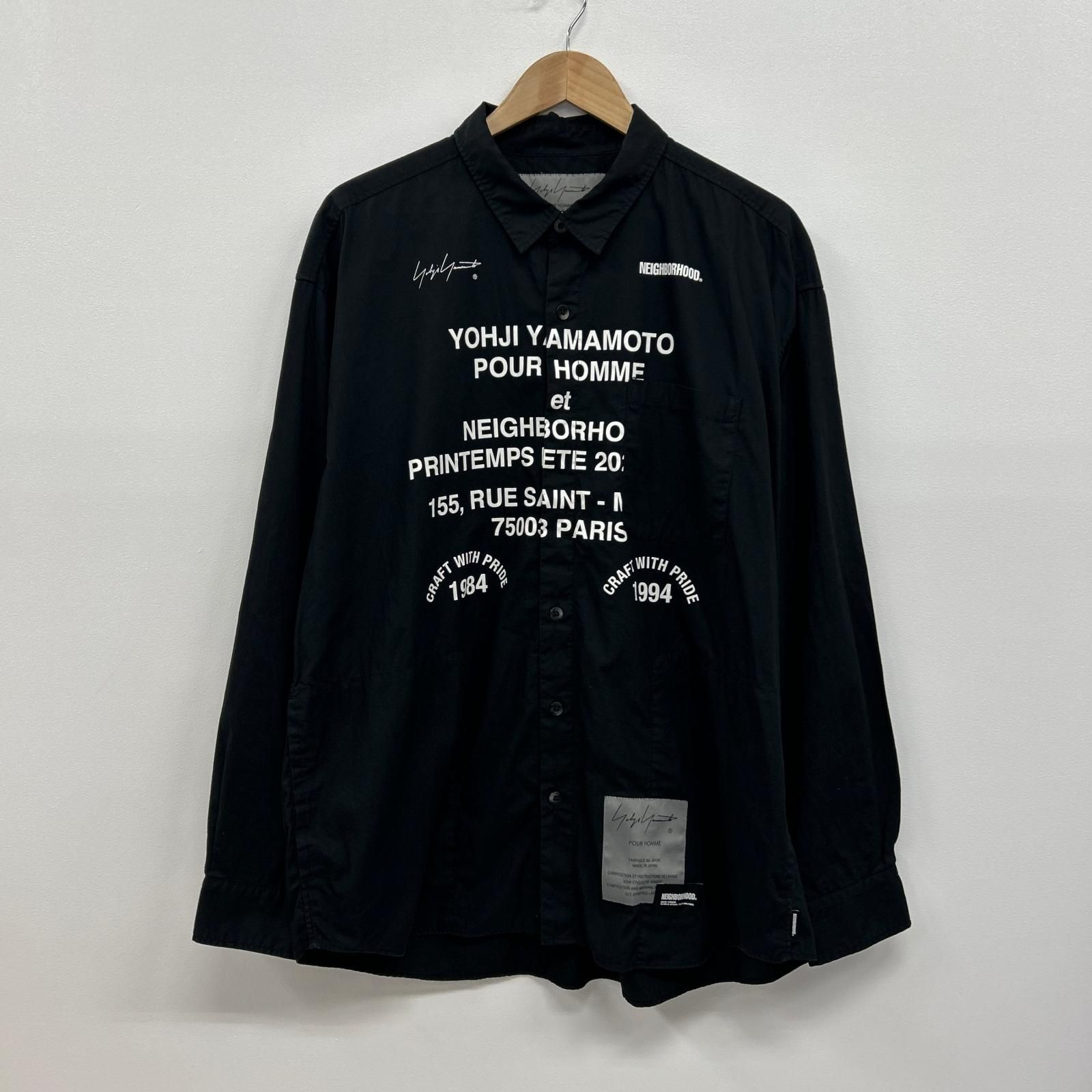 【イオン広店】 中古 NEIGHBORHOOD | ネイバーフッド 長袖シャツ Yohji Yamamoto x NEIGHBORHOOD PRINT SHIRT HP-B95-054 ブラック サイズ：XL 【104】