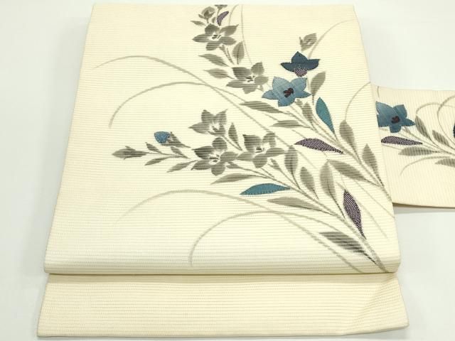 平和屋着物＊夏物　九寸名古屋帯　パッチワーク　手描き　桔梗　正絹　逸品　CABJ8992rv 13,468円