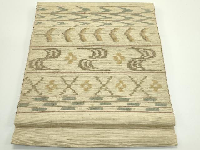 平和屋着物＊夏物　八寸名古屋帯　絣文様　正絹　逸品　CABJ8998rv
