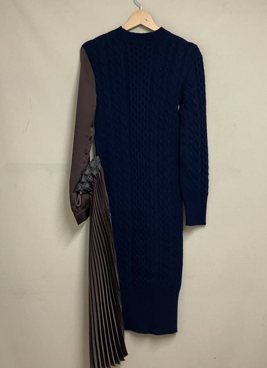 sacai サカイ 20AW リブニット シアー切替 ロングワンピース 20-05346