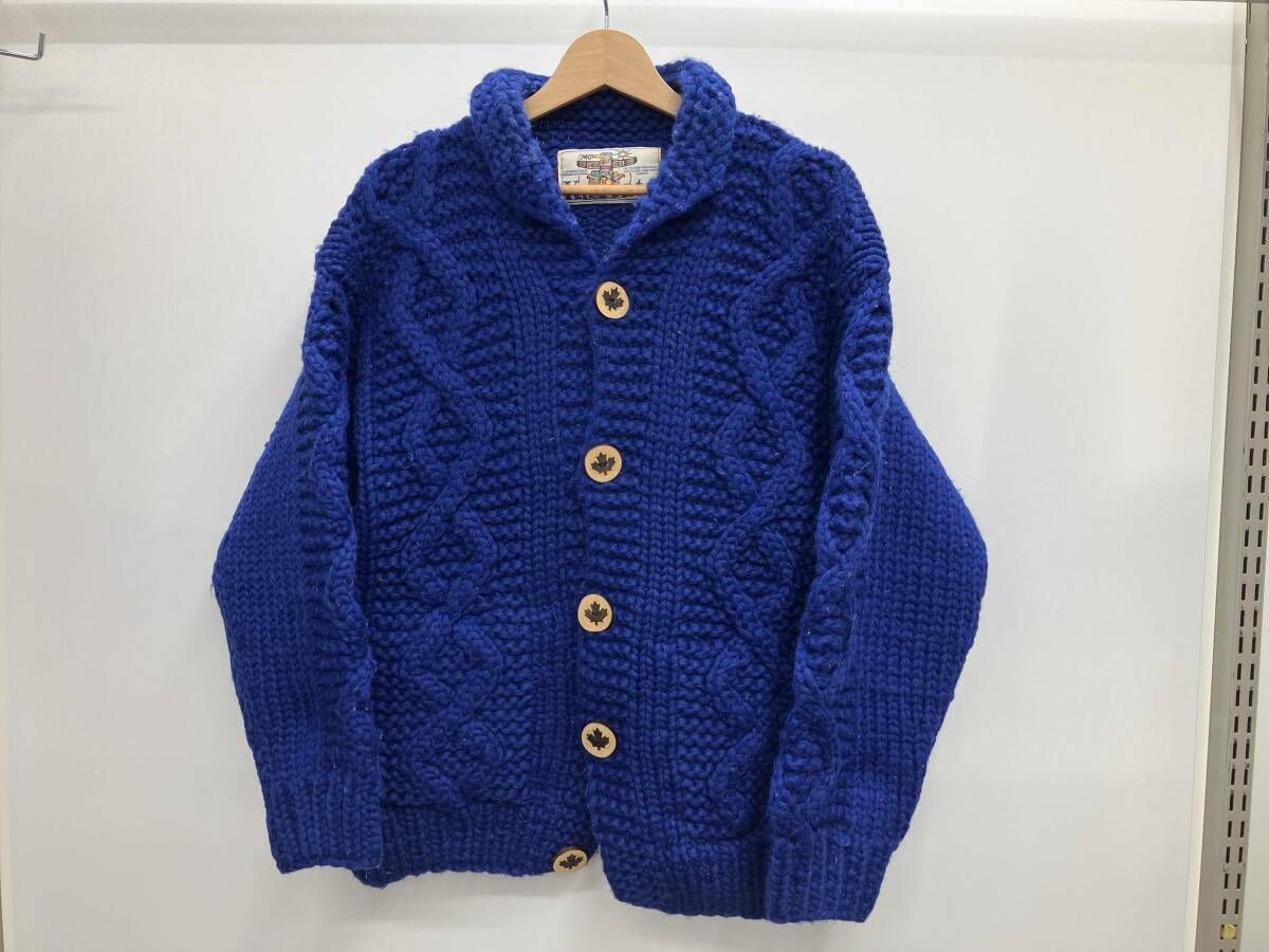 Kanata カナタ 1980's ニットセーター カウチン ケーブル HAND MADE IN CANADA カナダ製 ヴィンテージ 古着 ブルー