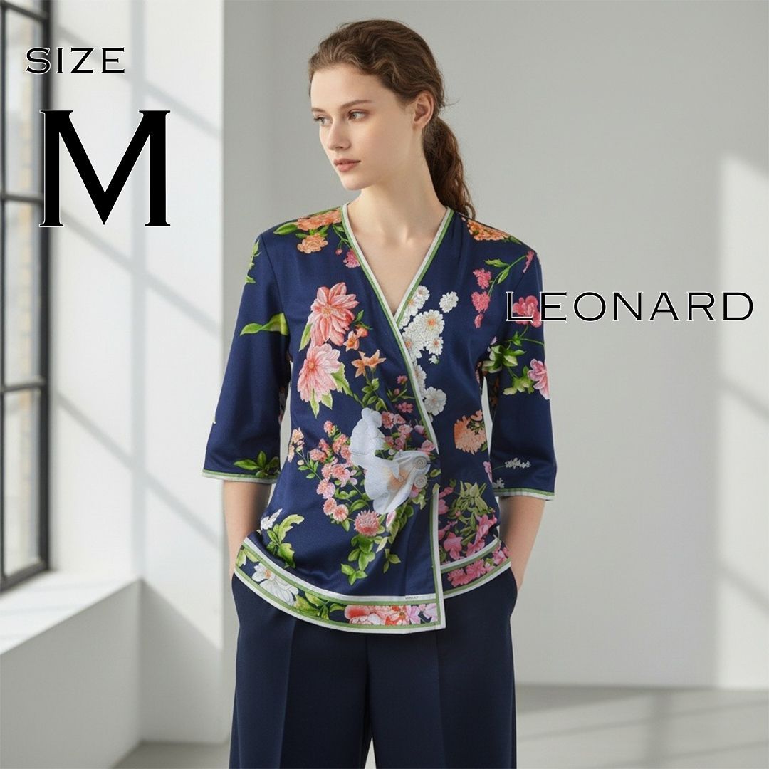 LEONARレオナール 日本製 コットンジャージー 大輪フラワープリント総