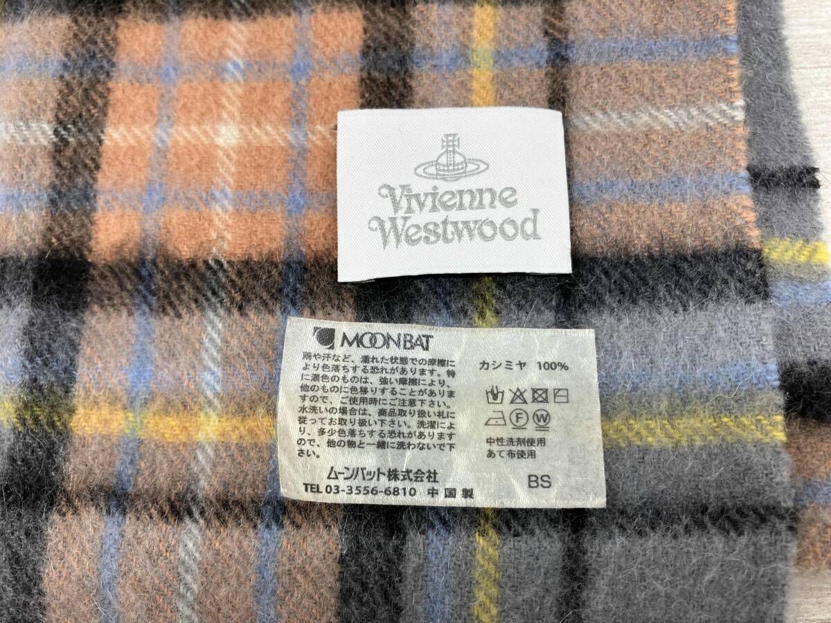 新品　vivienne westwood マフラー　チェック　カシミヤ100% Vivienne Westwood／ヴィヴィアン ウエストウッド／マフラー