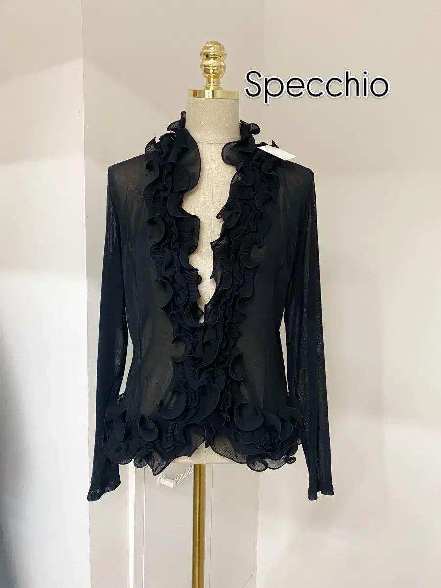 Specchio ブラック シースルー カーディガン