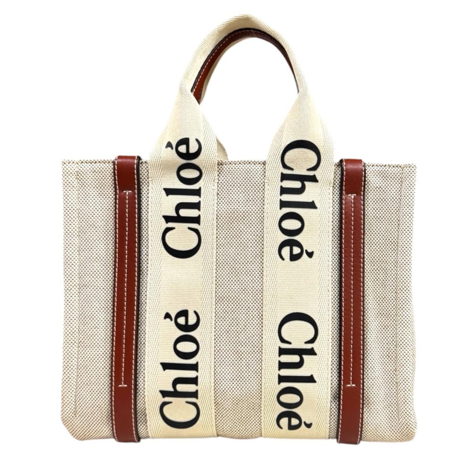 クロエ スモールトート ウッディ ハンドバッグ キャンバス ベージュ レディース Chloe 中古 クロエ 42,900円