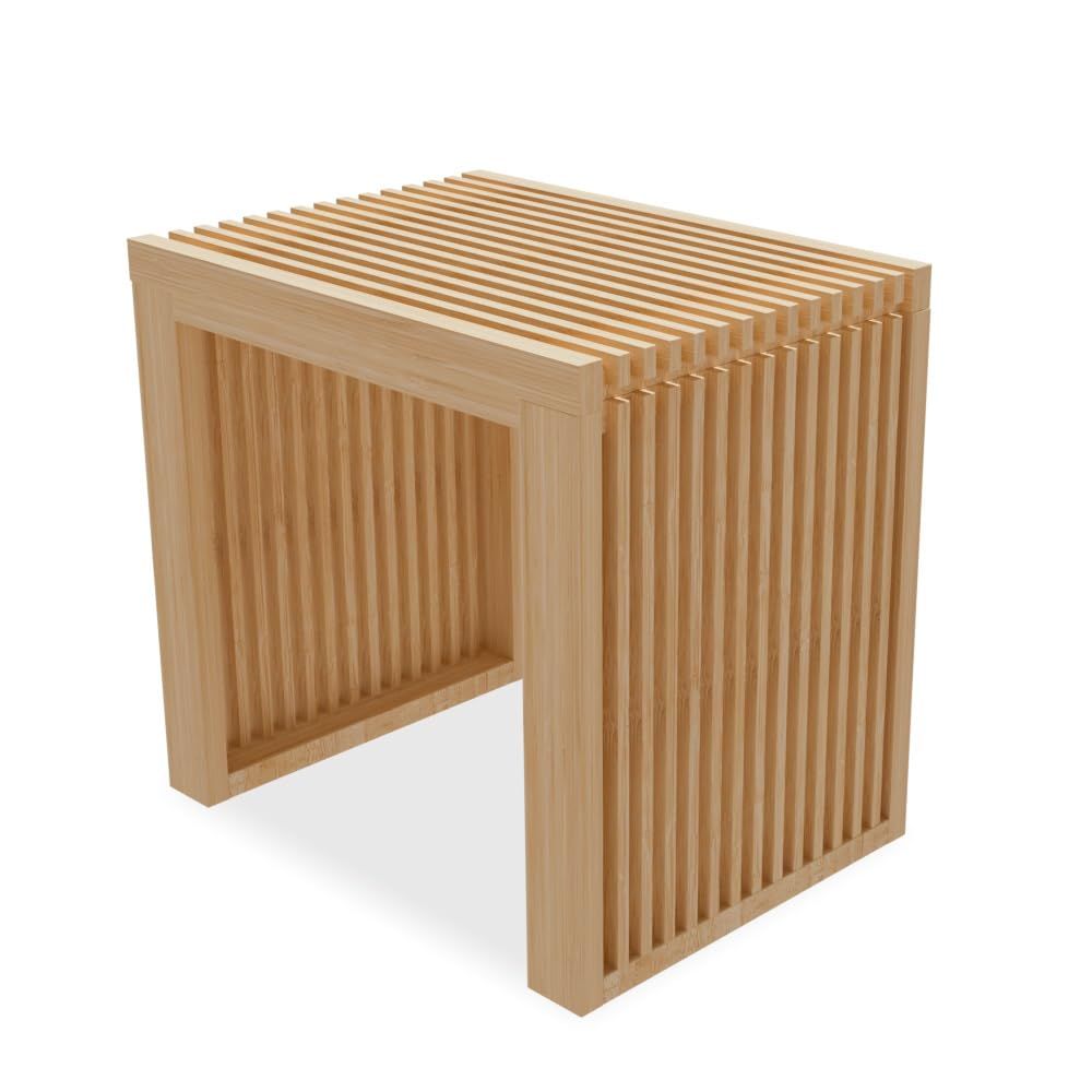 45x33x43cm 庭園 オフィス 公園 食堂 ベッドルーム 居間 グリッド形 コンパクト 一人掛け 竹製スツール 玄関ベンチ パークベンチ 天然竹材 ダイニングベンチ 小さい 竹製ベンチ APRTAT