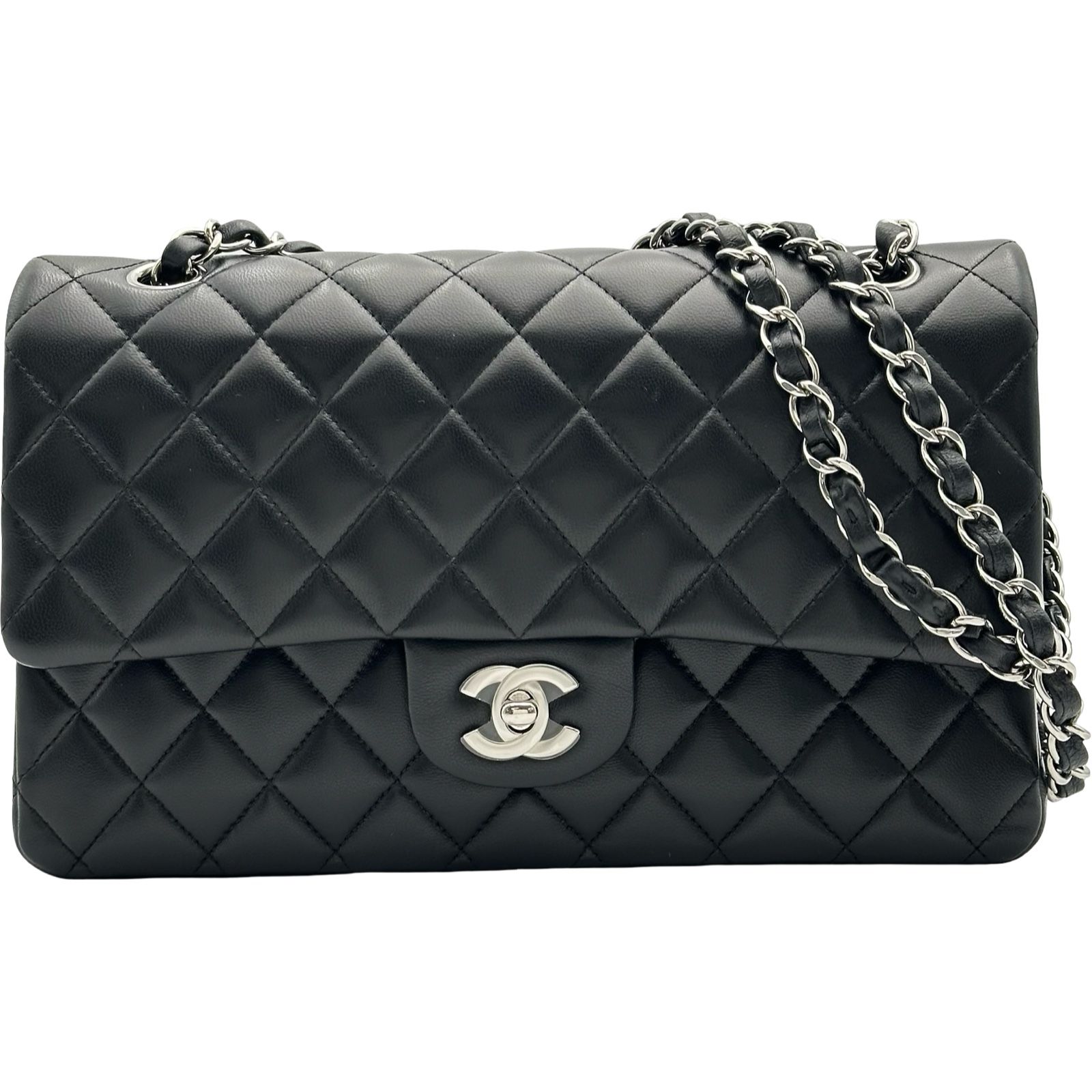 シャネル CHANEL マトラッセ25 A01112 ブラック シルバー金具 ラムスキン レディース ショルダーバッグ