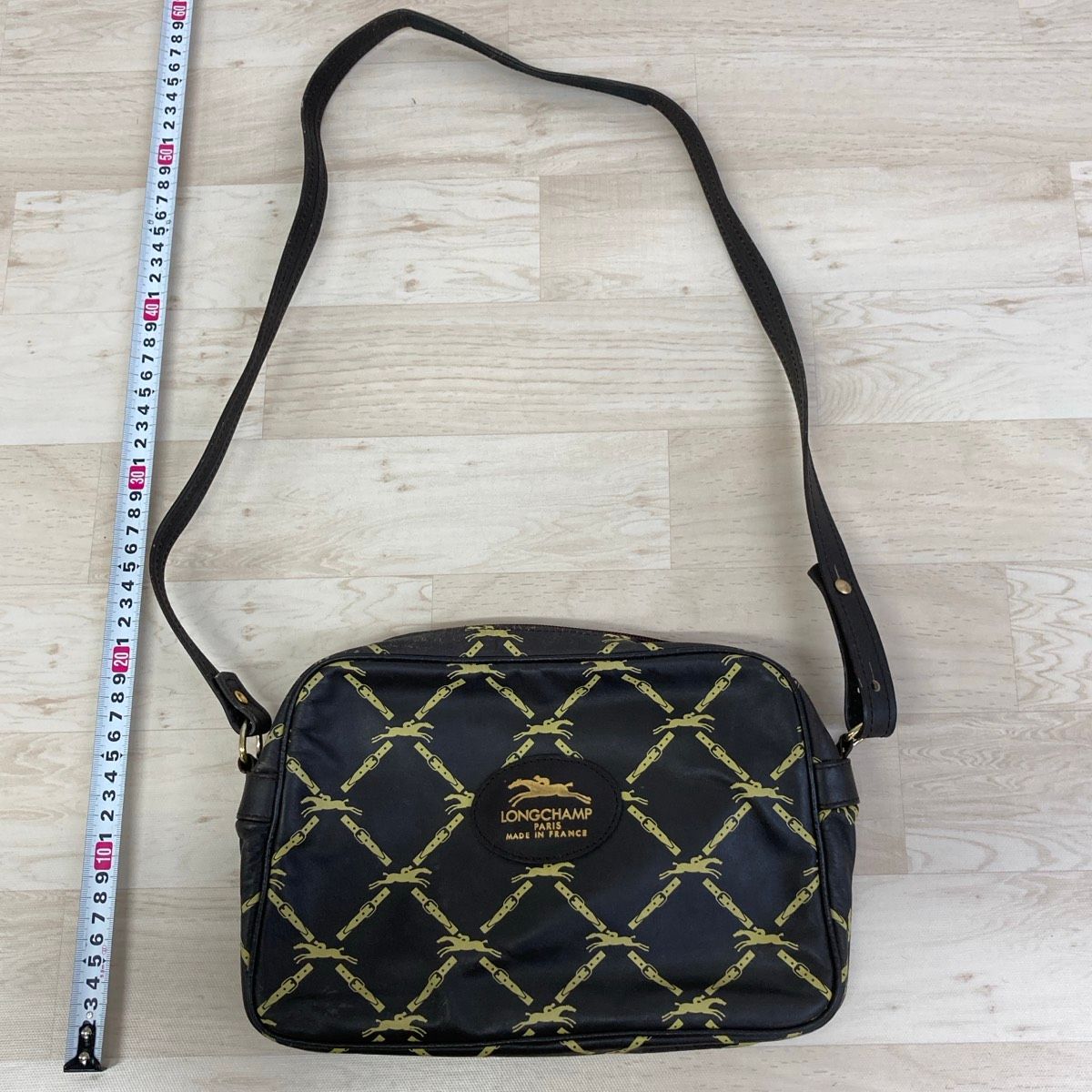 LONGCHAMP ロンシャン ショルダーバッグ ダークブラウン ホース柄/ロゴ 