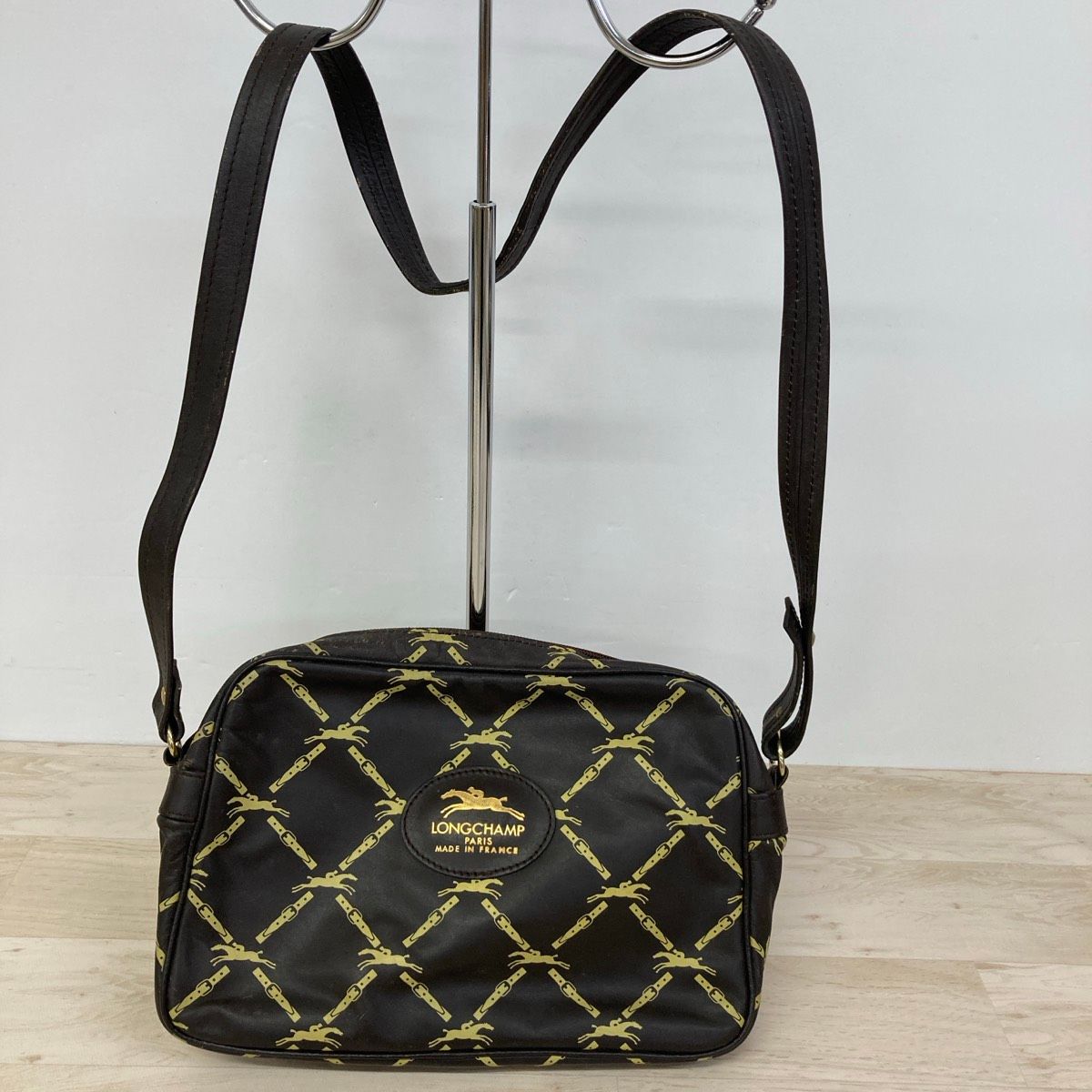 LONGCHAMP ロンシャン ショルダーバッグ ダークブラウン ホース柄/ロゴ 