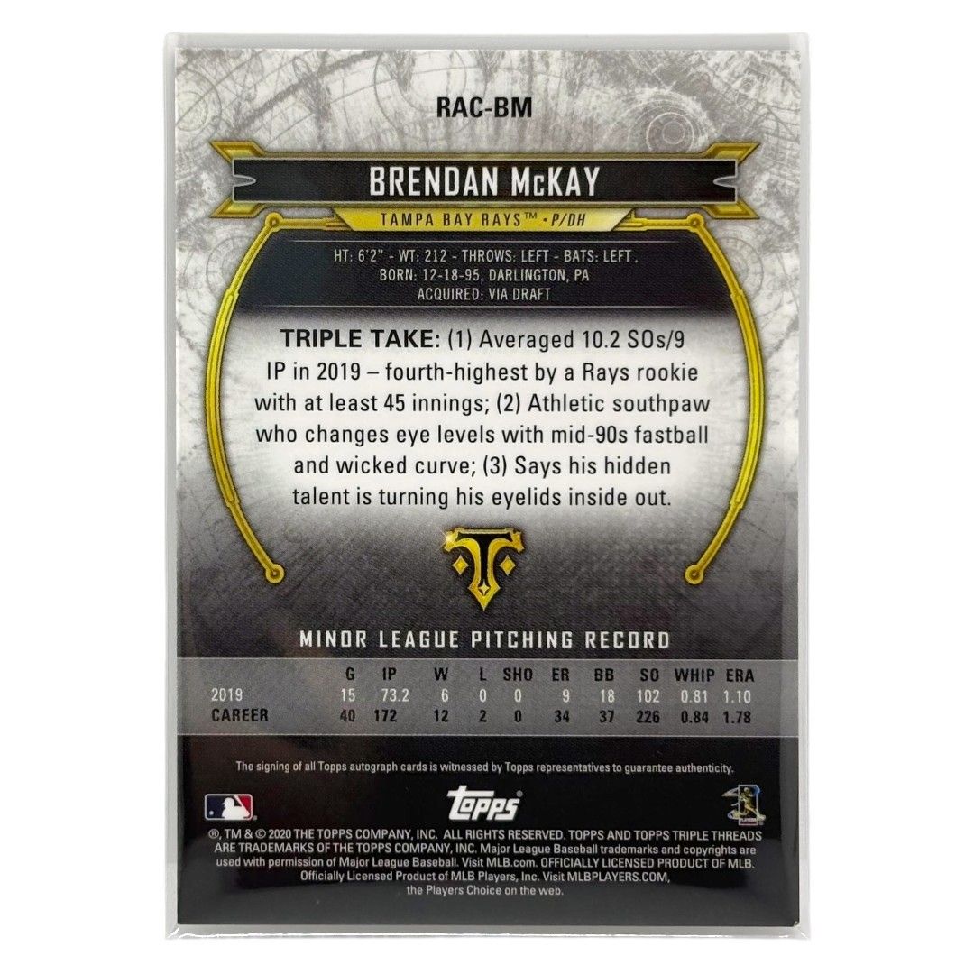 TOPPS MLBカード TRIPLE THREADS BRENDAN McKAY TAMPA BAY RAYS /99