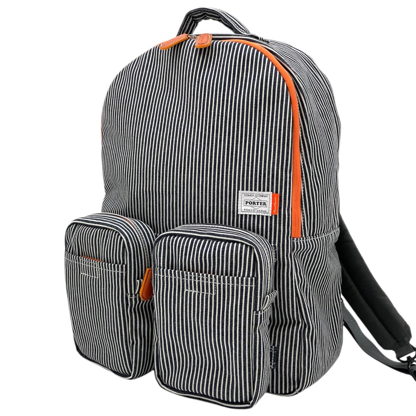 【中古】PORTER×Marc Newson | ポーター×マーク・ニューソン YOSHIDA & Co. 90th Anniversary Project 010　DAYPACK　リュックサック・デイパック 386-26181　ヒッコリー×シルバーグレー【尾張小牧店】 中古】PORTER×Marc Newson | ポーター×マーク・ニューソン YOSHIDA