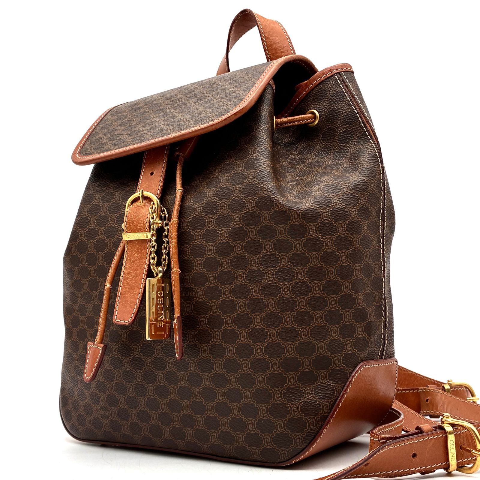 Celine CELINE Macadam Rucksack Backpack Daypack Drawstring Flap PVC Leather Brown Brown Lightweight Large Capacity Summer Vacation Homecoming Obon Respect for the Aged Day Silver Week Fall Gift Present Reward Women