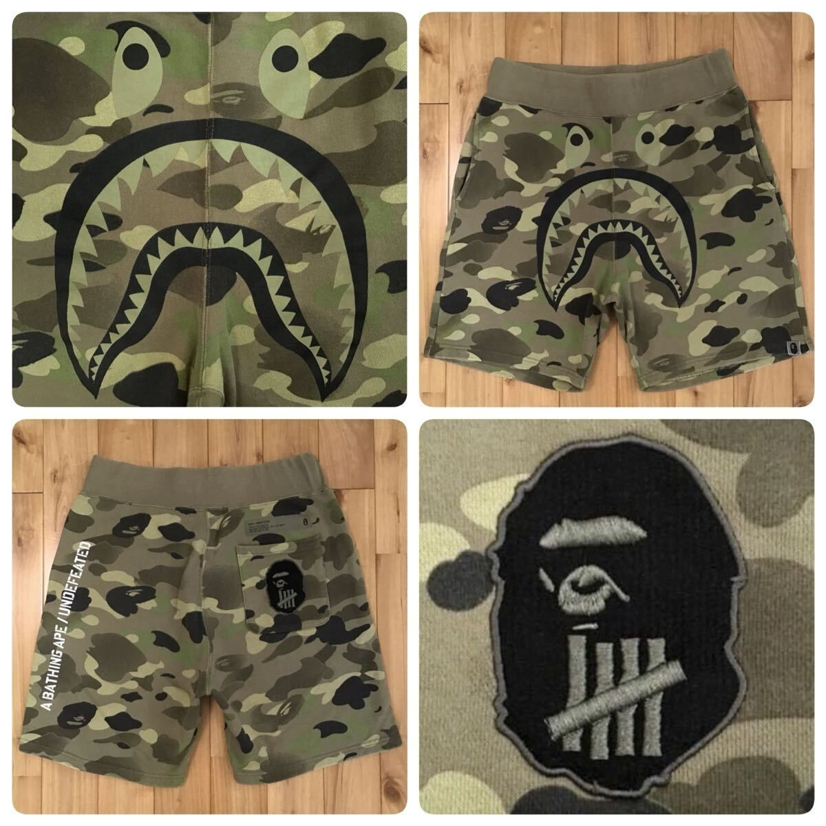 Undefeated × BAPE CAMO シャーク スウェット ハーフパンツ Mサイズ shark shorts エイプ ベイプ アベイシングエイプ ショーツ 迷彩 dy99