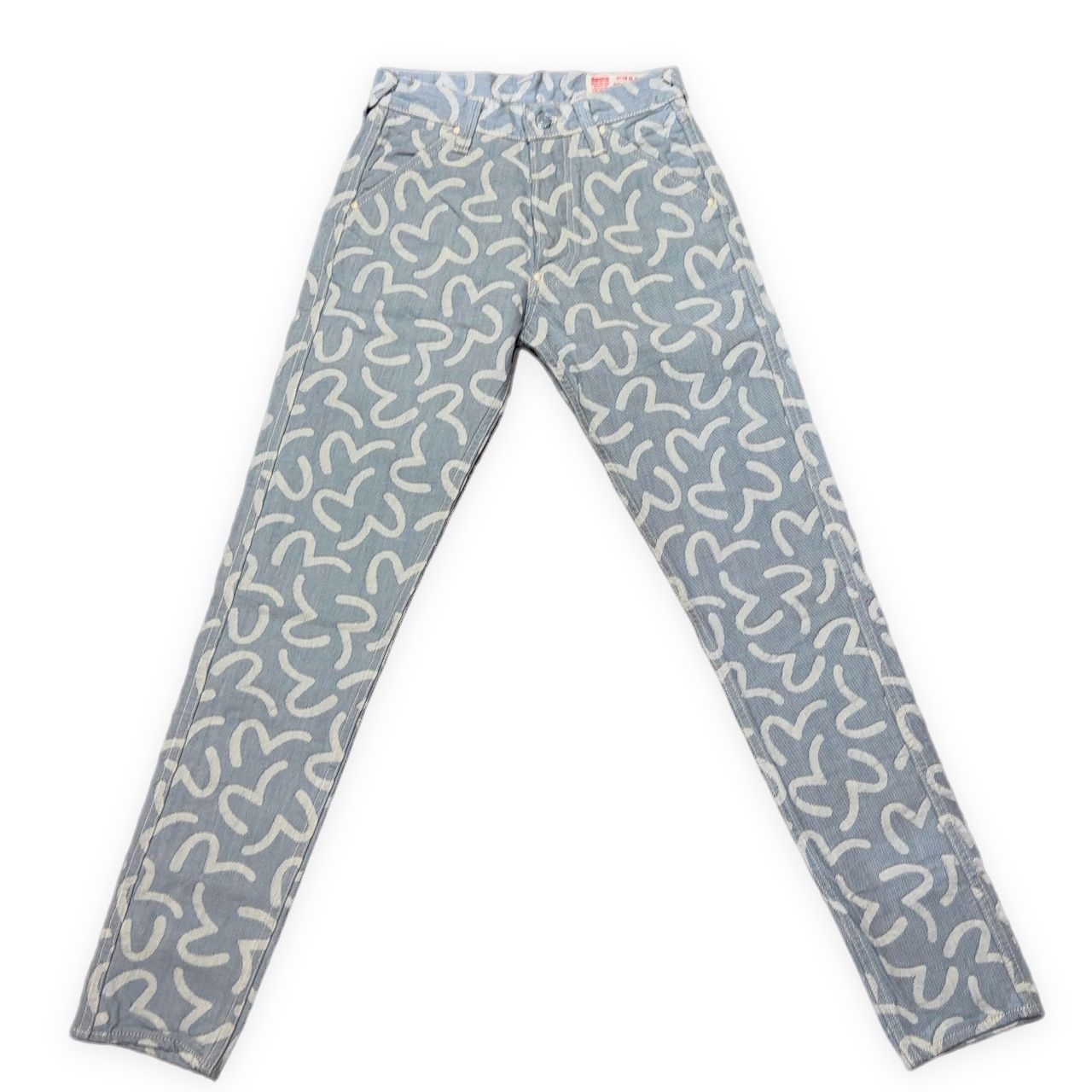 EVISU エヴィス 5500 ジャガード カモメ総柄 デニムパンツ ジーンズ light blue ライトブルー ボトムス メンズ 28 日本製 EVISU エヴィス 5500 ジャガード カモメ総柄 デニムパンツ ジーンズ