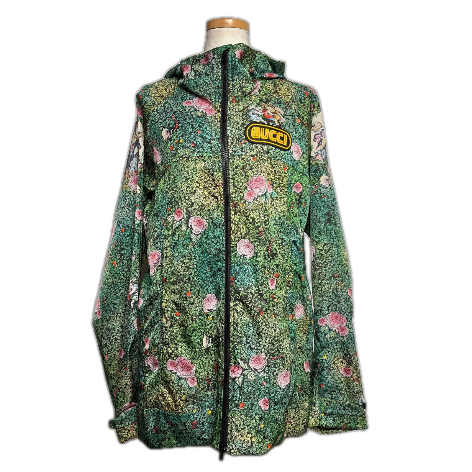 GUCCI グッチ フラワープリント フーデッド ナイロンブルゾン ジップ