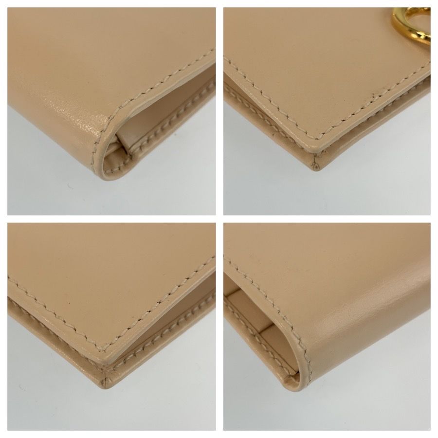美品 GUCCI グッチ Gロゴ ベージュ ゴールド金具 レザー 035 2149 1848