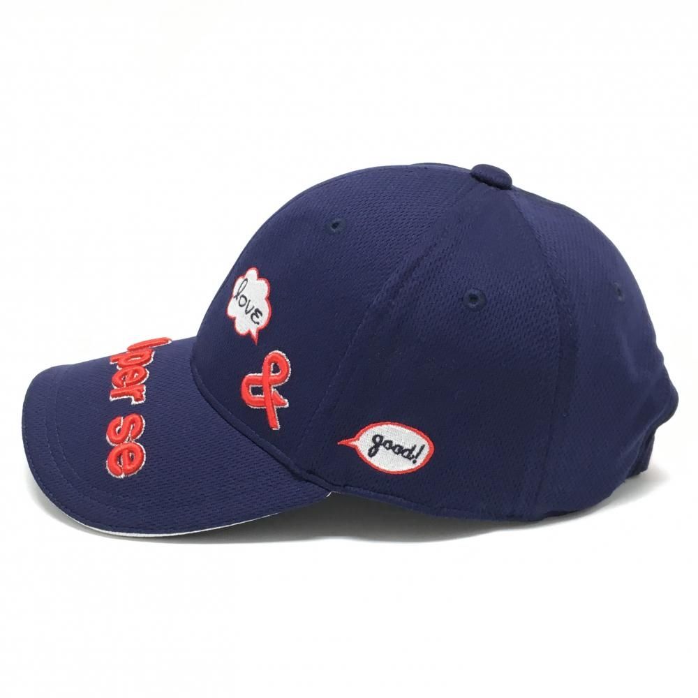 超美品】アンパスィ キャップ ネイビー×レッド つばロゴ刺しゅう F