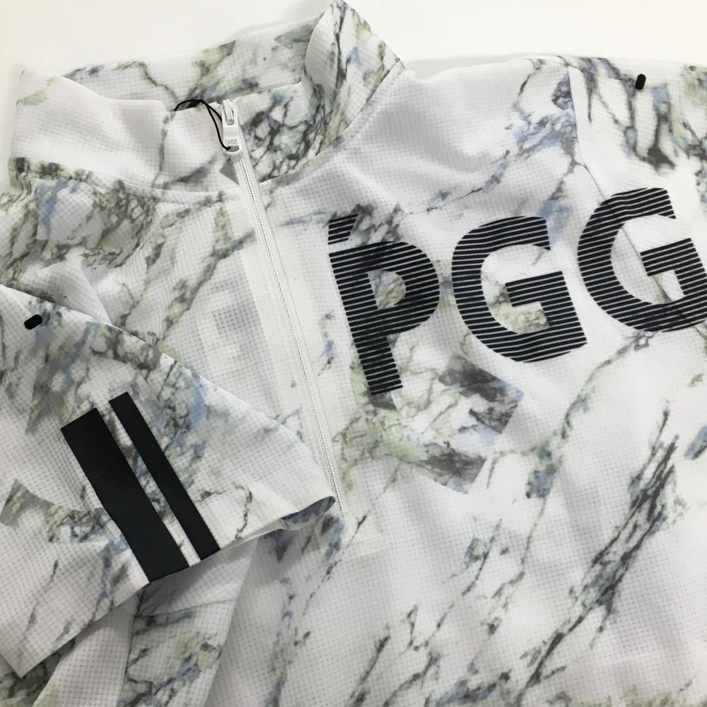 PGGパーリーゲイツ 半袖ハイネックワンピース 白×マルチカラー 総柄