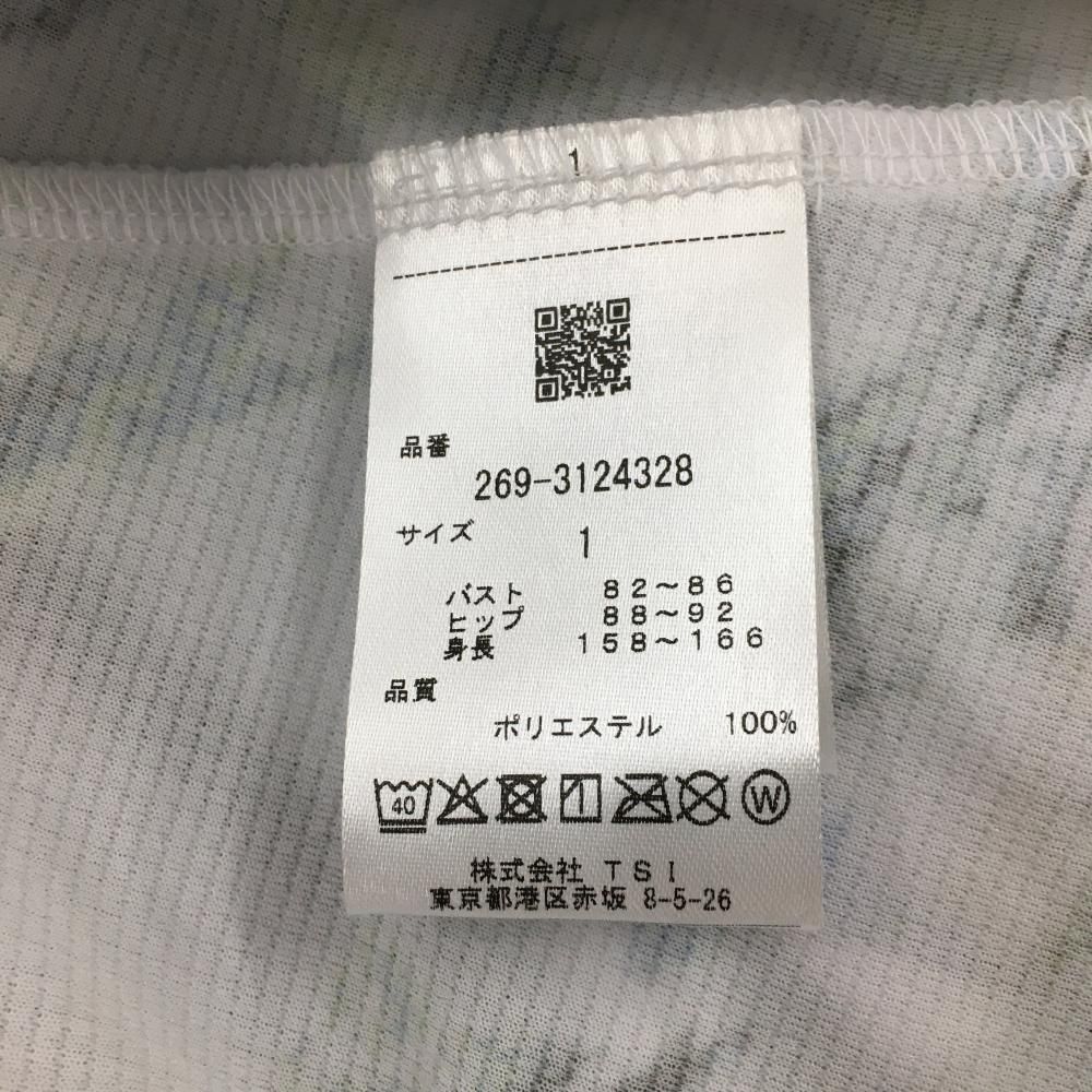 PGGパーリーゲイツ 半袖ハイネックワンピース 白×マルチカラー 総柄