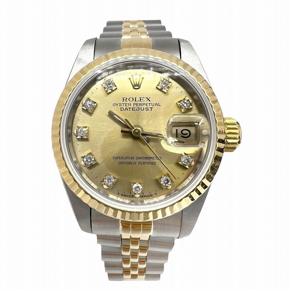 ROLEX ロレックス デイトジャスト 10Pダイヤ SS K18YG ゴールド文字盤 69173G L番 コンビ 腕時計 自動巻き オートマ イエローゴールド ゴールド ステンレス レディース 人気　新品仕上げ済み・OH済み 【ブランドギャラリー東心斎橋店】
