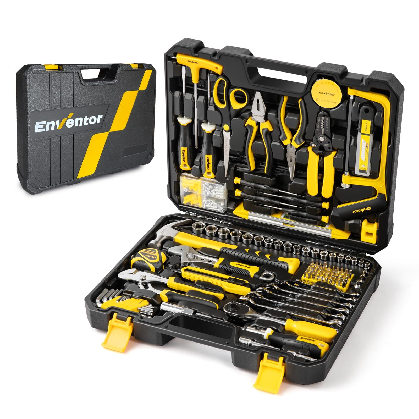 Enventor 工具セット ホームツールセット 家庭修理 工具箱 道具セット 日常ツールキット日常ツールキット 家庭用 バイク 自転車 車整備 家具組み立て DIYセット 便利な収納ケース付き 修理道具セット2026★ 6b8fcb00