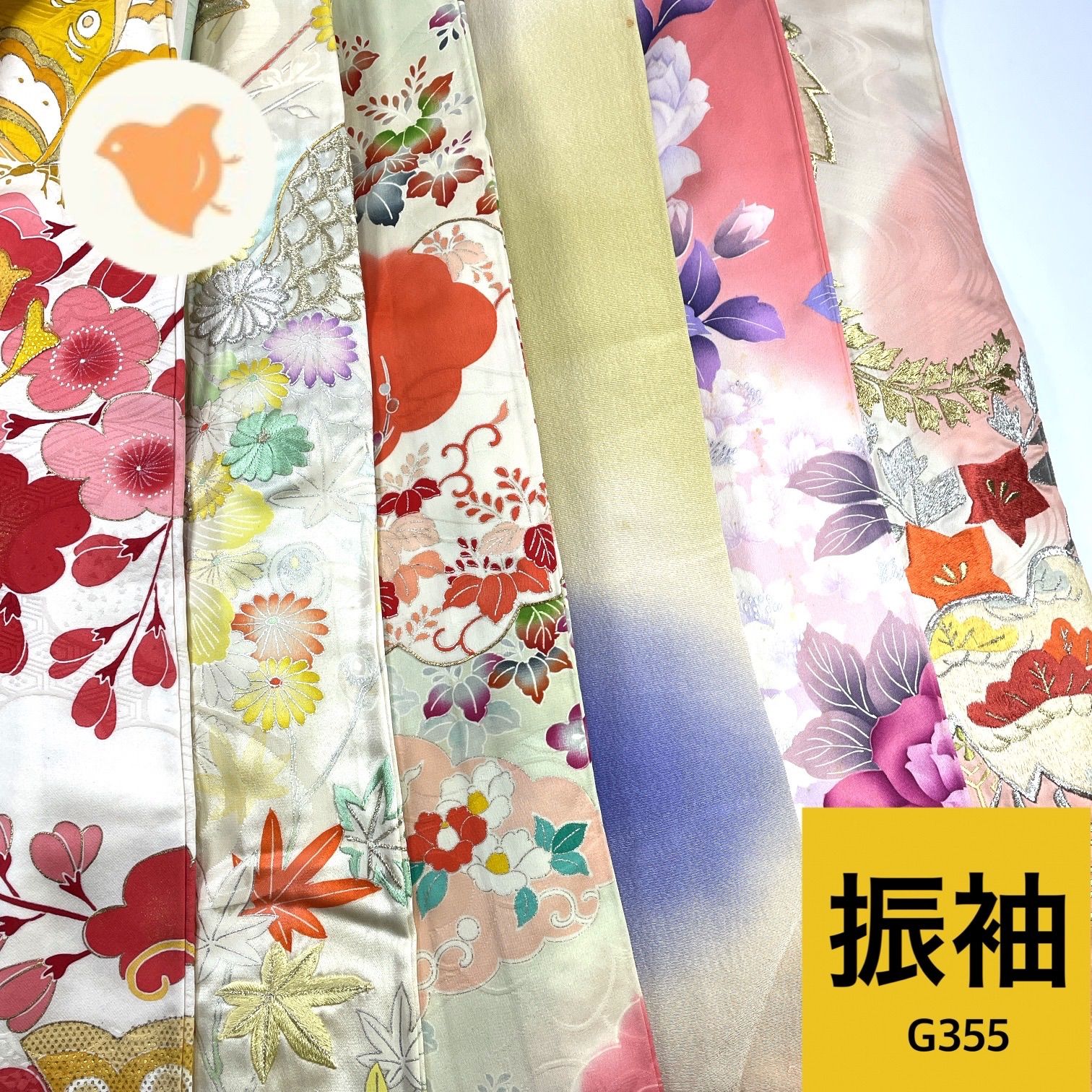 ゆりのはな　本振袖　振袖　５点　まとめ売り　正絹　未使用～リメイク等々　C602 振袖 6枚セット 正絹 着物まとめ売り【G355】同梱購入歓迎 リメイク用