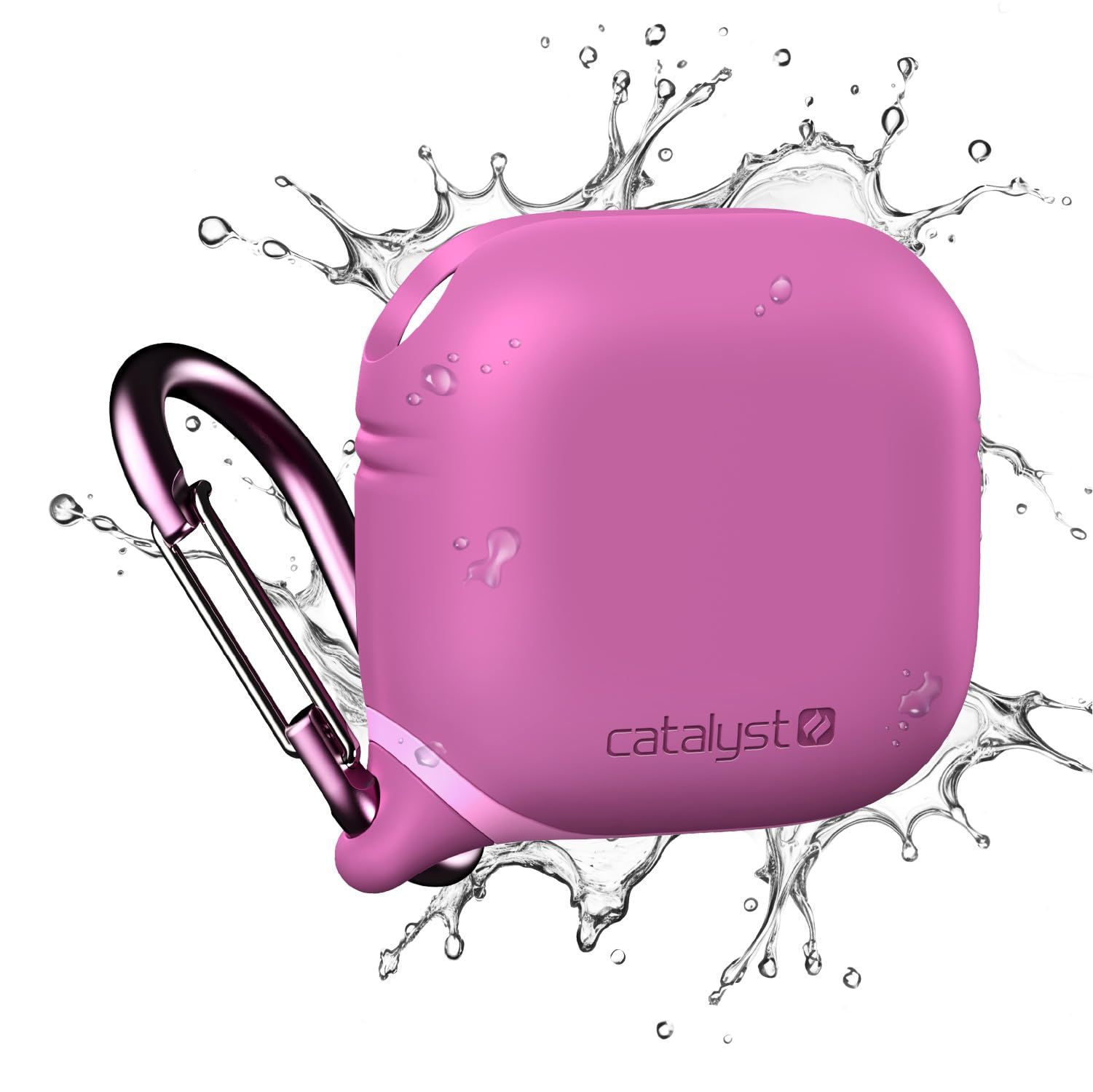 Catalyst AirPods4用防水ケース、Apple AirPods第4世代用ケース カラビナ付き落下防止ケースカバー ワイヤレス充電シリコンケース Apple AirPods 4用ケース 男女兼用 [ピンク] [For AirPods 4]