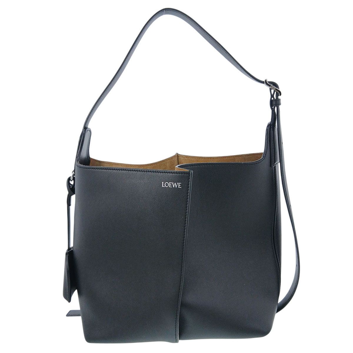 LOEWE ロエベ ビルバオ バケットバッグ ミディアム ハンドバッグ AWRAWRPX01 レディース レザー ブラック 中古