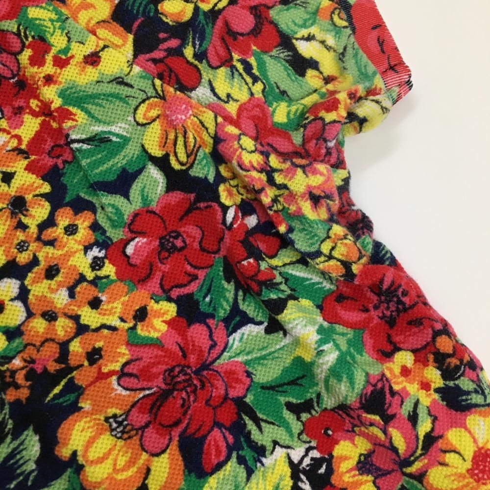 美品】パーリーゲイツ 半袖ポロシャツ マルチカラー 花柄 ロゴ