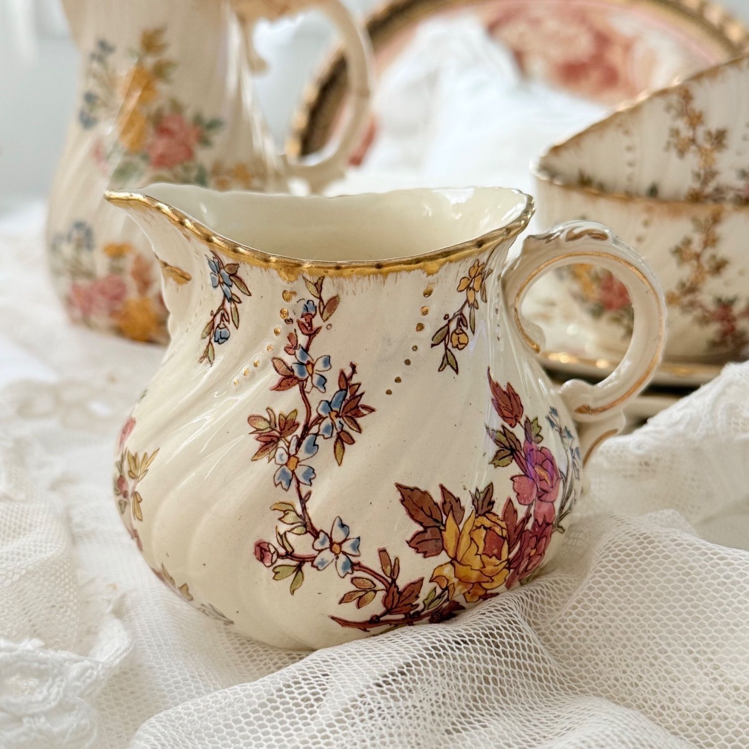Sarreguemines Louis XV ミルクピッチャー サルグミンヌ ルイ15世 フランスアンティーク