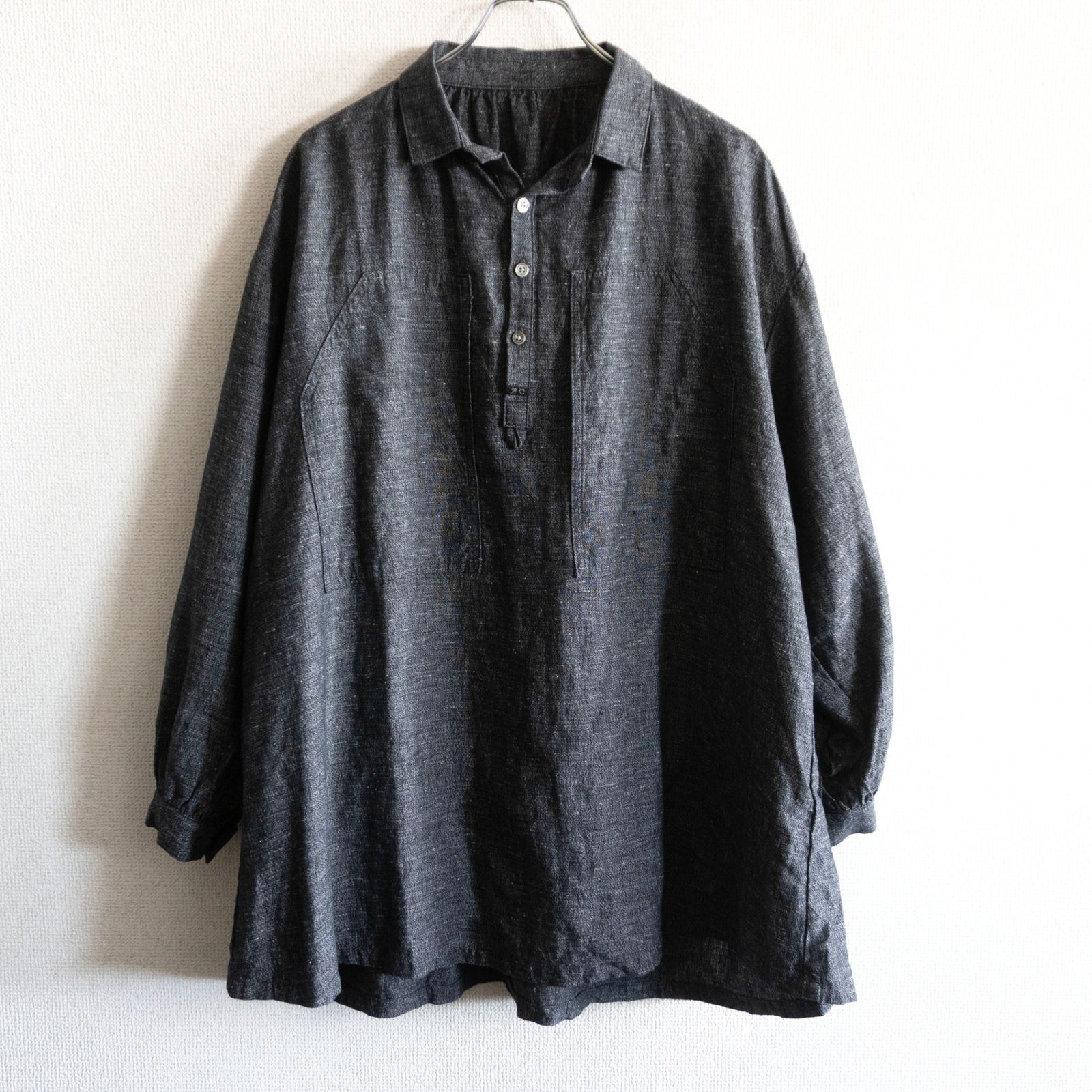 【美品】PORTER CLASSIC【BRESSON LINEN LONG SMOCK SHIRT】2 プルオーバー リネン シャツ ポータークラシック 26070377 美品】PORTER CLASSIC【BRESSON LINEN LONG SMOCK SHIRT】2 プル