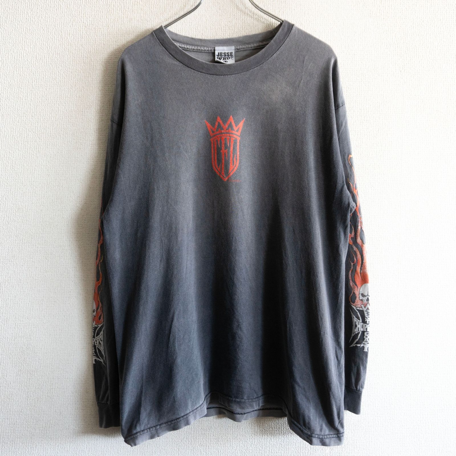 希少】West Coast Choppers【アイアンクロス フレイム スカル】Tシャツ