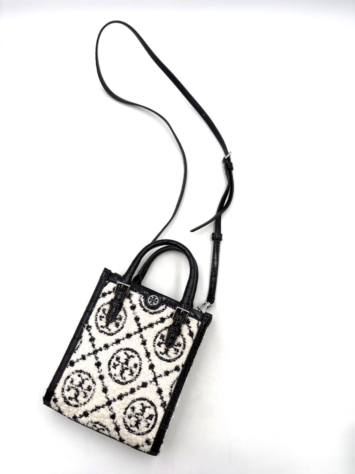 TORY BURCH トリーバーチ Tモノグラム　ブークレ　ミニ　トート ショルダーバッグ