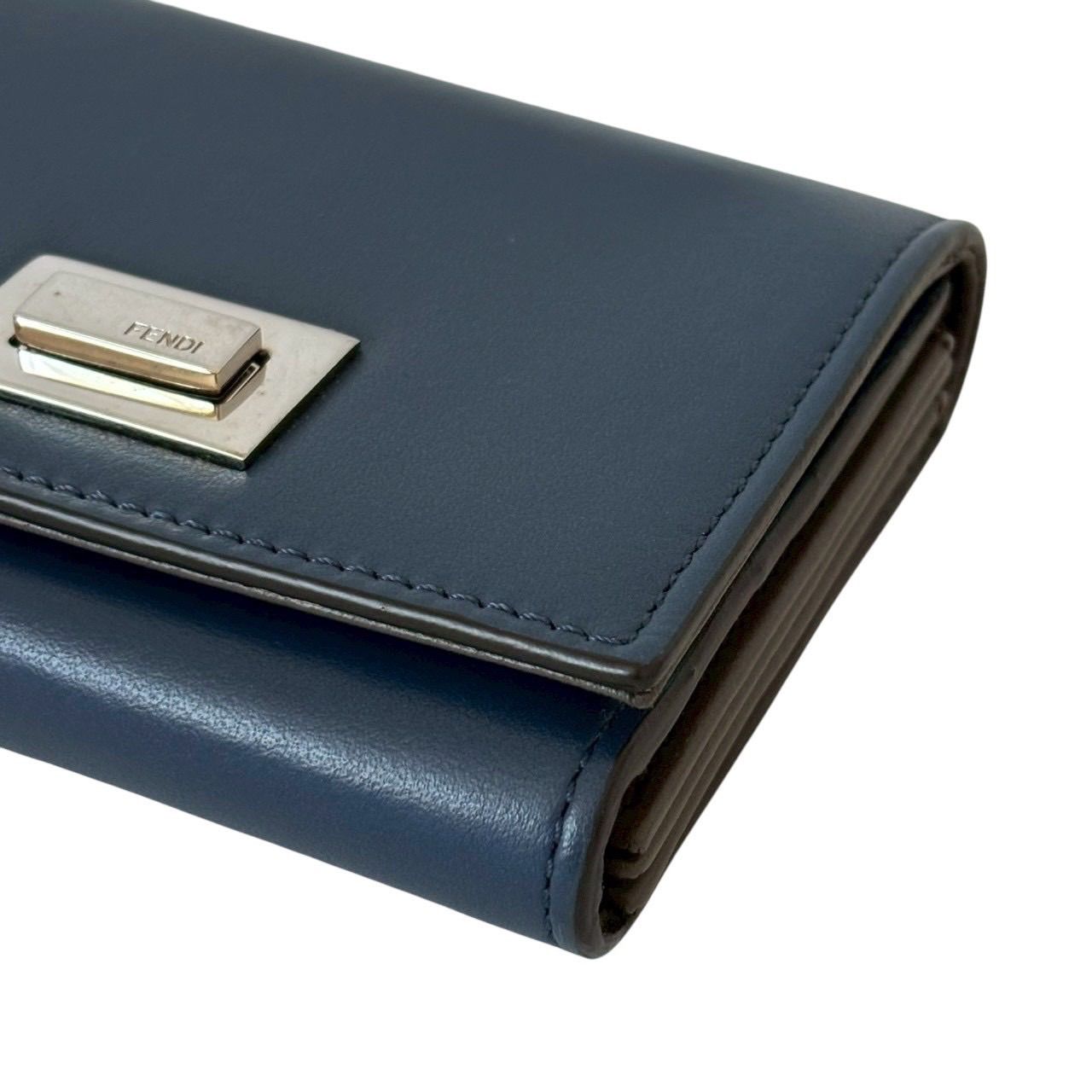 FENDI フェンディ コインケース 小銭入れ コンパクトウォレット ロゴ入り レザー ネイビー シルバー金具 ミニ財布 メンズ レディース ユニセックス 型番0M0373.SFH.178.0294 FENDI フェンディ コインケース 小銭入れ コンパクトウォレット ロゴ入り レザー ネイビー シルバー金具 ミニ財布 メンズ レディース ユニセックス 型番0M0373.SFH.178.0294
