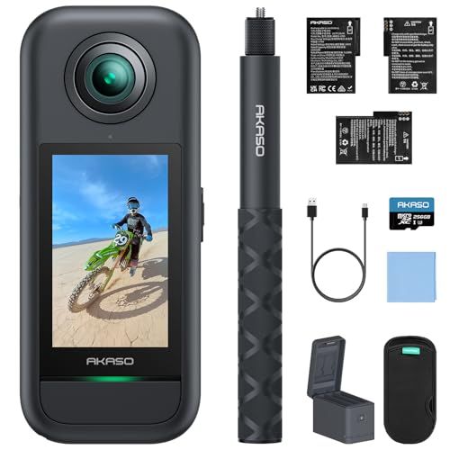 AKASO 360 クリエイターコンボ版 256GB SDカード付き 360度カメラ-アクションカメラ 5.7K360度動画 72MP360度写真 新型1/2インチ48MPセンサー 360度水平維持 360° スーパースムース 安定化機能 A 2cfd0326