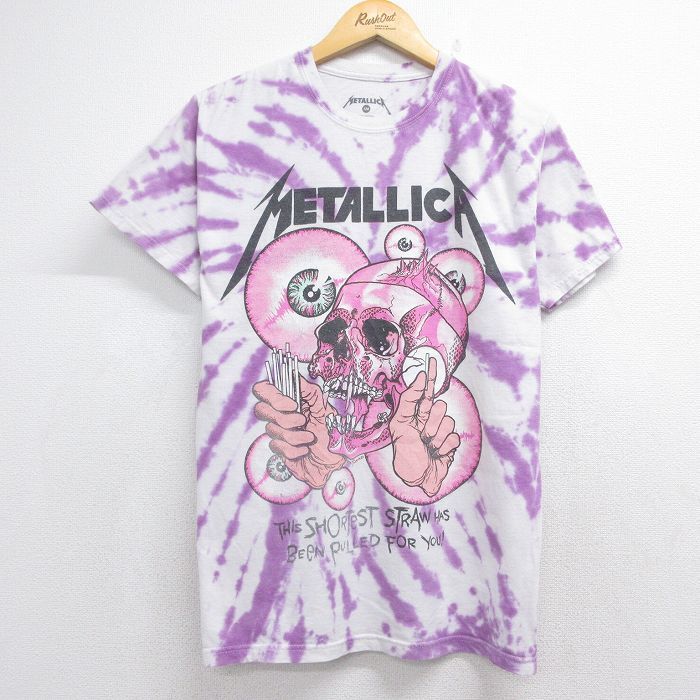 M/古着 半袖 ロック バンド Tシャツ メンズ メタリカ スカル パスヘッド コットン クルーネック ホワイト タイダイ【spe】 26jul06 6,431円