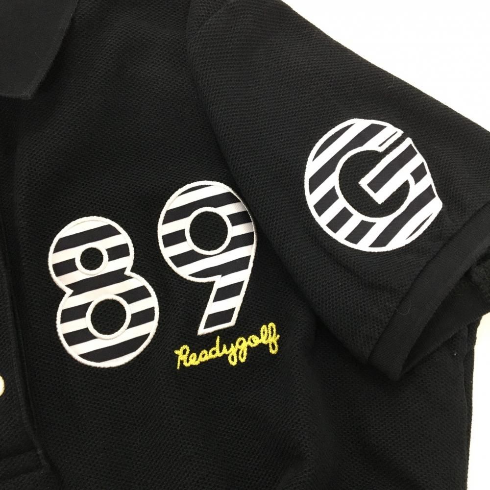 パーリーゲイツ 半袖ポロシャツ 黒×白 ロゴ レディース 2(L) ゴルフ