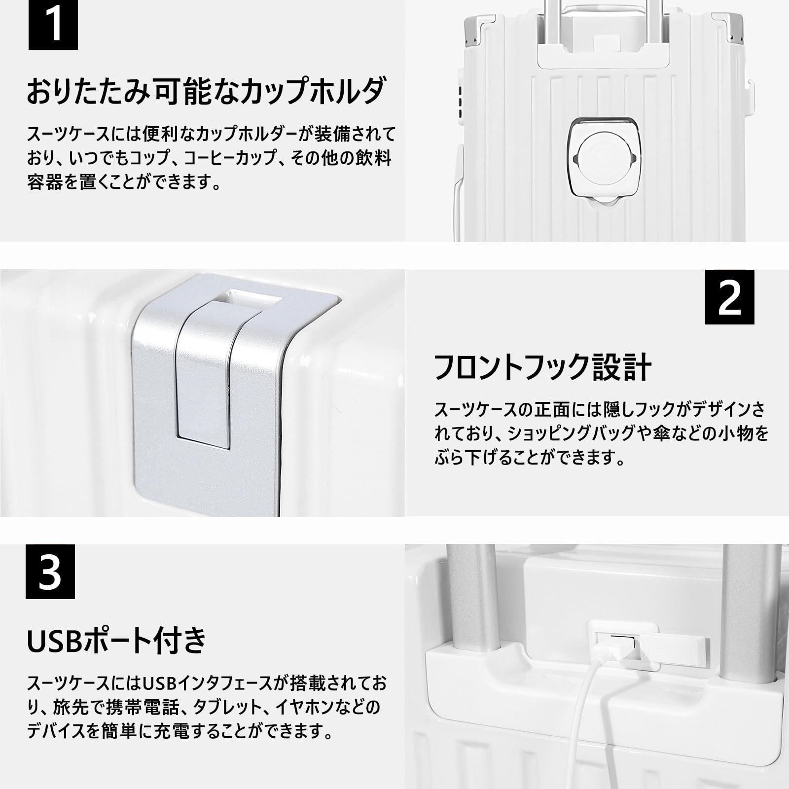 SUPBOX] スーツケース 機内持ち込み キャリーケース USBポート付き
