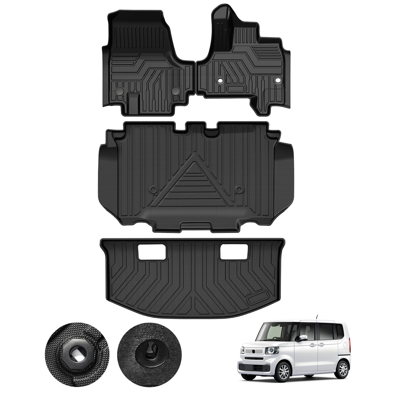 Kotesoto ホンダ 新型 N-BOX JF5 JF6 JOY フロアマットセカンドトランクマット NBOX JF5 JF6 カーマット フルセット エヌボックス ラゲッジトレイ 滑り止め Nボックス JF5 JF6 カーゴマット TPE素材 耐汚れ 0